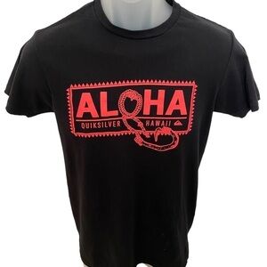 QUIKSILVER Pink Aloha Hawaiian Tee Shirt Men SP Small